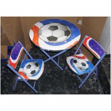 Set Masa cu doua scaune pliabile pentru copii Rotunda fotbal